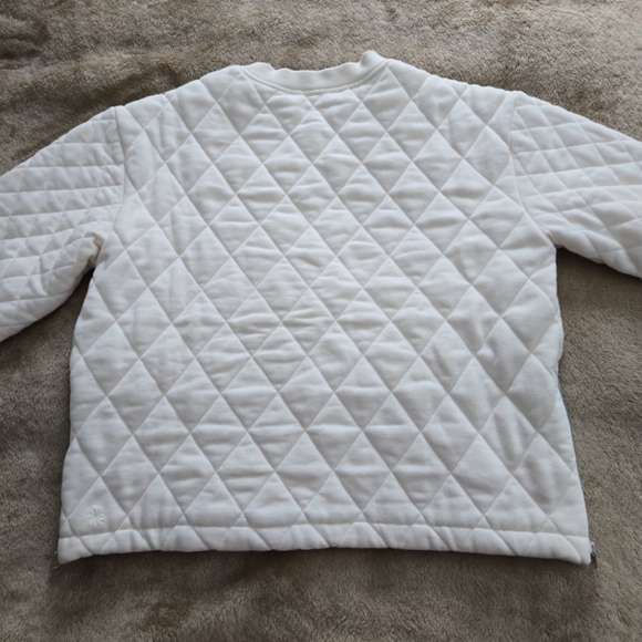 Athleta Cream Quilted Crewneck Pullover M - Picture 7 of 10